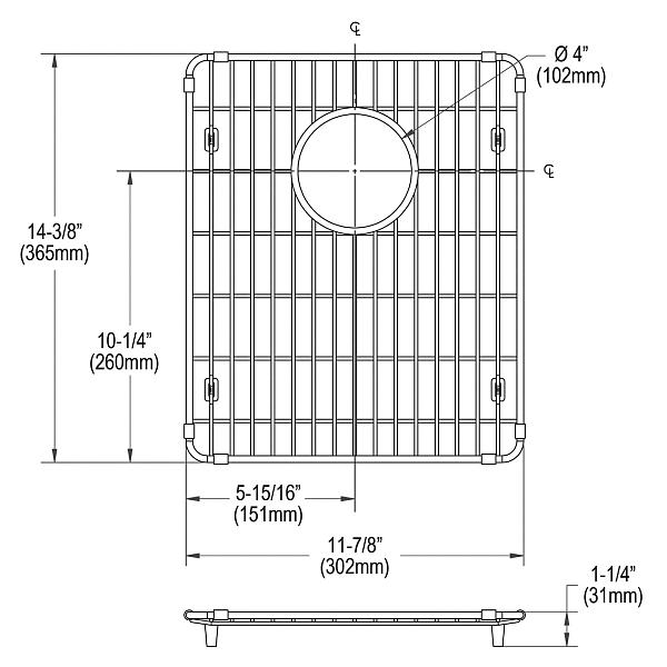 Elkay CTXBG1214 Crosstown Stainless Steel 11-7/8" x 14-3/8" x 1-1/4" Bottom Grid