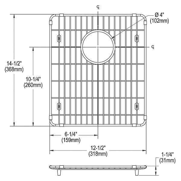 Elkay CTXBG1215 Crosstown Stainless Steel 12-1/2" x 14-1/2" x 1-1/4" Bottom Grid