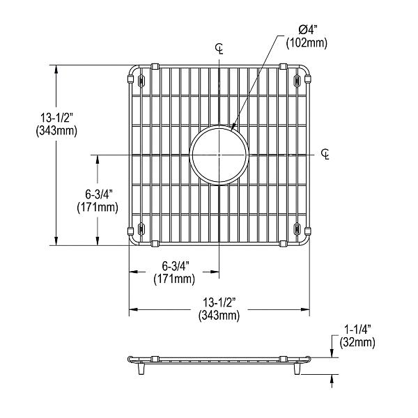 Elkay CTXBG1313 Crosstown Stainless Steel 13-1/2" x 13-1/2" x 1-1/4" Bottom Grid