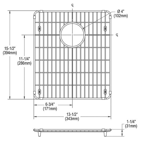 Elkay CTXBG1315 Crosstown Stainless Steel 13-1/2" x 15-1/2" x 1-1/4" Bottom Grid