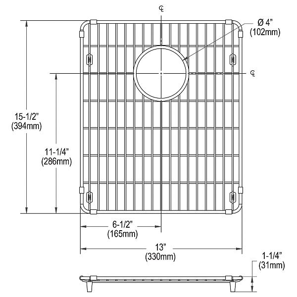 Elkay CTXBG1316 Crosstown Stainless Steel 13" x 15-1/2" x 1-1/4" Bottom Grid