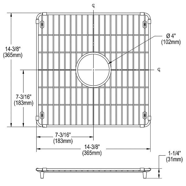 Elkay CTXBG1414 Crosstown Stainless Steel 14-3/8" x 14-3/8" x 1-1/4" Bottom Grid