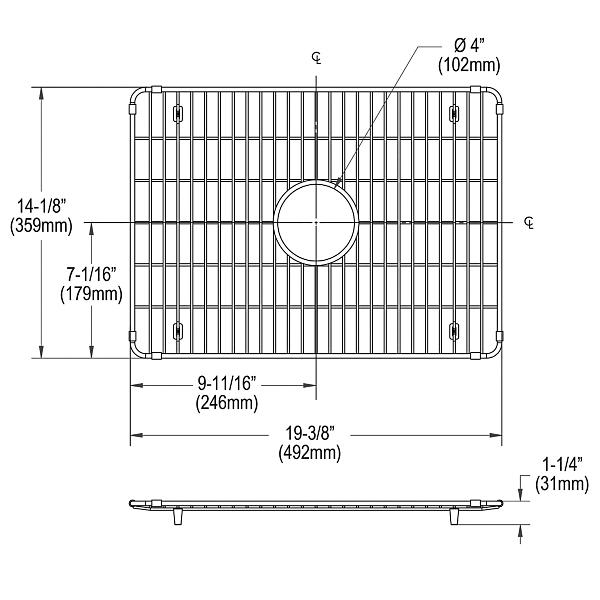 Elkay CTXBG1914 Crosstown Stainless Steel 19-3/8" x 14-1/8" x 1-1/4" Bottom Grid