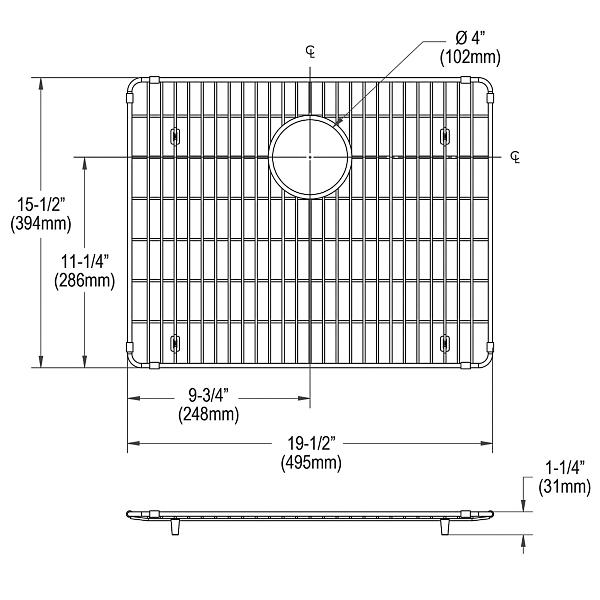 Elkay CTXBG1915 Crosstown Stainless Steel 19-1/2" x 15-1/2" x 1-1/4" Bottom Grid