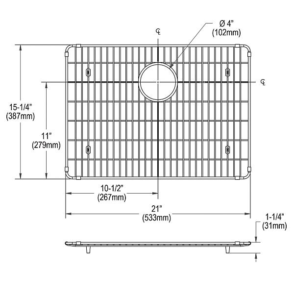 Elkay CTXBG2115 Crosstown Stainless Steel 21" x 15-1/4" x 1-1/4" Bottom Grid