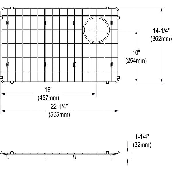 Elkay CTXBG2214 Crosstown Stainless Steel 22-1/4" x 14-1/4" x 1-1/4" Bottom Grid