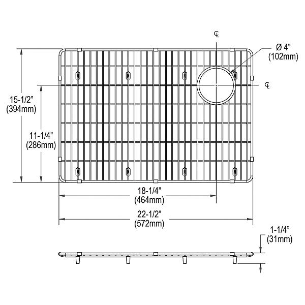 Elkay CTXBG2215 Crosstown Stainless Steel 22-1/2" x 15-1/2" x 1-1/4" Bottom Grid