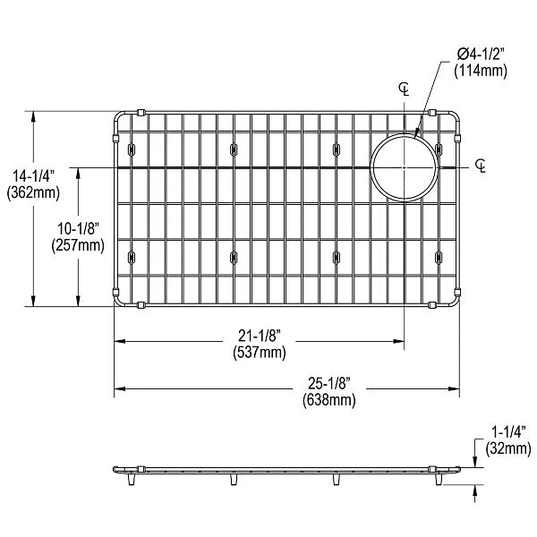 Elkay CTXBG2514 Crosstown® Stainless Steel 25-1/8" x 14-1/4" x 1-1/8" Bottom Grid