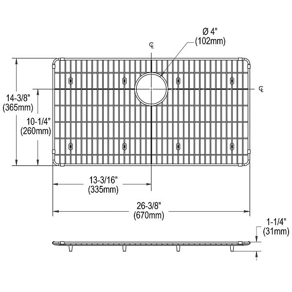 Elkay CTXBG2614 Crosstown® Stainless Steel 26-3/8" x 14-3/8" x 1-1/4" Bottom Grid