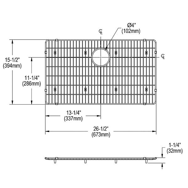 Elkay CTXBG2615 Crosstown Stainless Steel 26-1/2" x 15-1/2" x 1-1/4" Bottom Grid