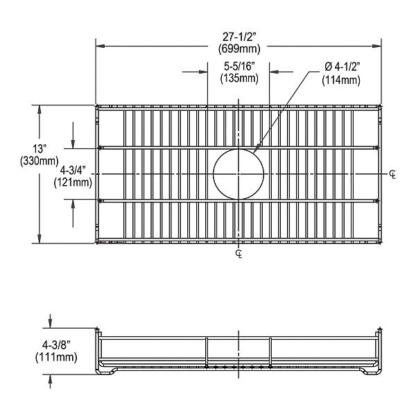 Elkay CTXBG2813R Dart Canyon Stainless Steel 27-1/2" x 13" x 4-3/8" Reversible Bottom Grid