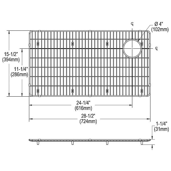 Elkay CTXBG2815 Crosstown Stainless Steel 28-1/2" x 15-1/2" x 1-1/4" Bottom Grid