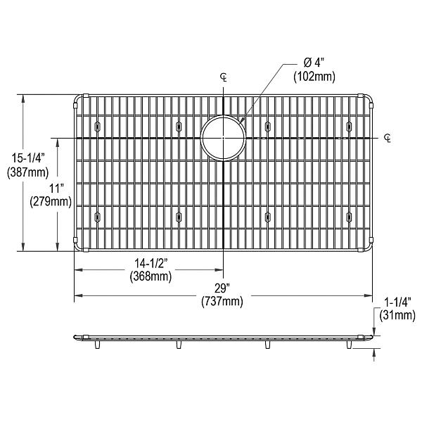 Elkay CTXBG2915 Crosstown Stainless Steel 29" x 15-1/4" x 1-1/4" Bottom Grid