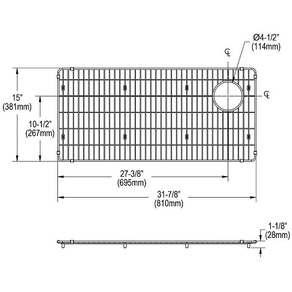 Elkay CTXBG3215 Crosstown Stainless Steel 31-7/8" x 15" x 1-1/8" Bottom Grid