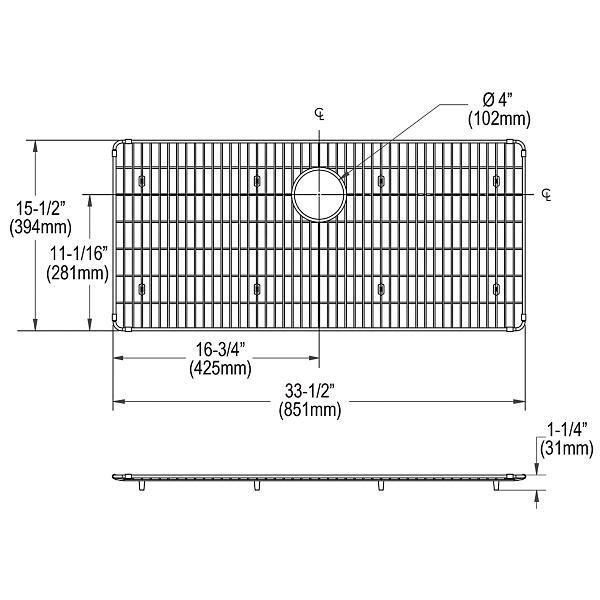 Elkay CTXBG3416 Crosstown Stainless Steel 33-1/2" x 15-1/2" x 1-1/4" Bottom Grid