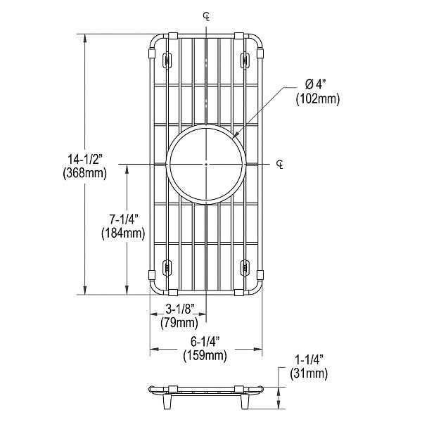 Elkay CTXBG614 Crosstown Stainless Steel 6-1/4" x 14-1/2" x 1-1/4" Bottom Grid