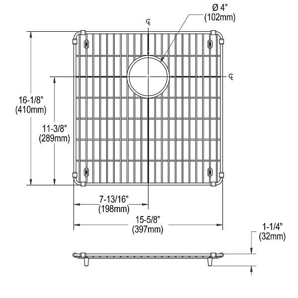 Elkay CTXFBG1516 Crosstown Stainless Steel 15-5/8" x 16-1/8" x 1-1/4" Bottom Grid