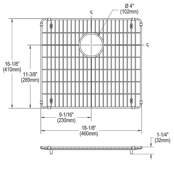 Elkay CTXFBG1816 Crosstown Stainless Steel 18-1/8" x 16-1/8" x 1-1/4" Bottom Grid