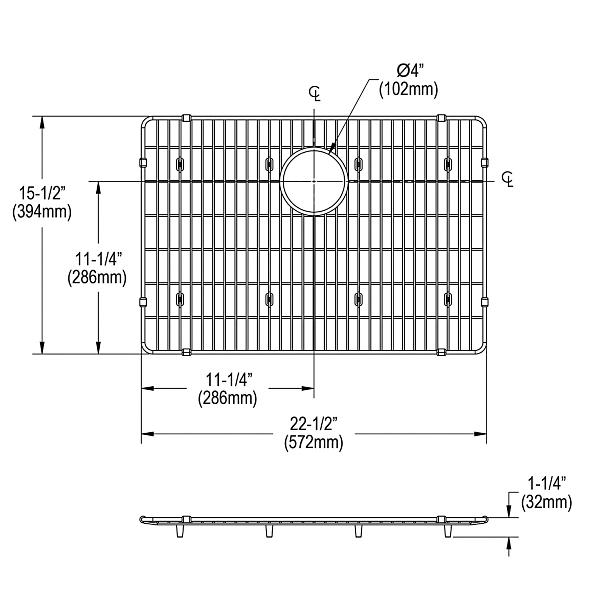 Elkay CTXOBG2215 Crosstown Stainless Steel 22-1/2" x 15-1/2" x 1-1/4" Bottom Grid
