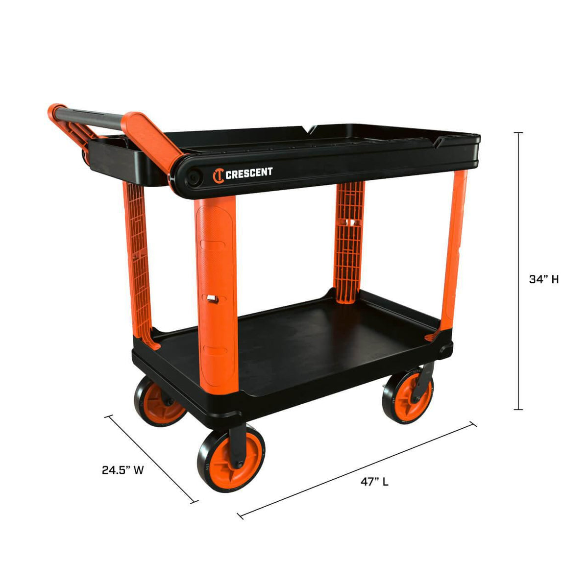 Crescent IUC2S8CBM-1DLR RAILWORKS 2 Shelf Industrial Utility Cart with 8" Casters and Single Door Security Panel