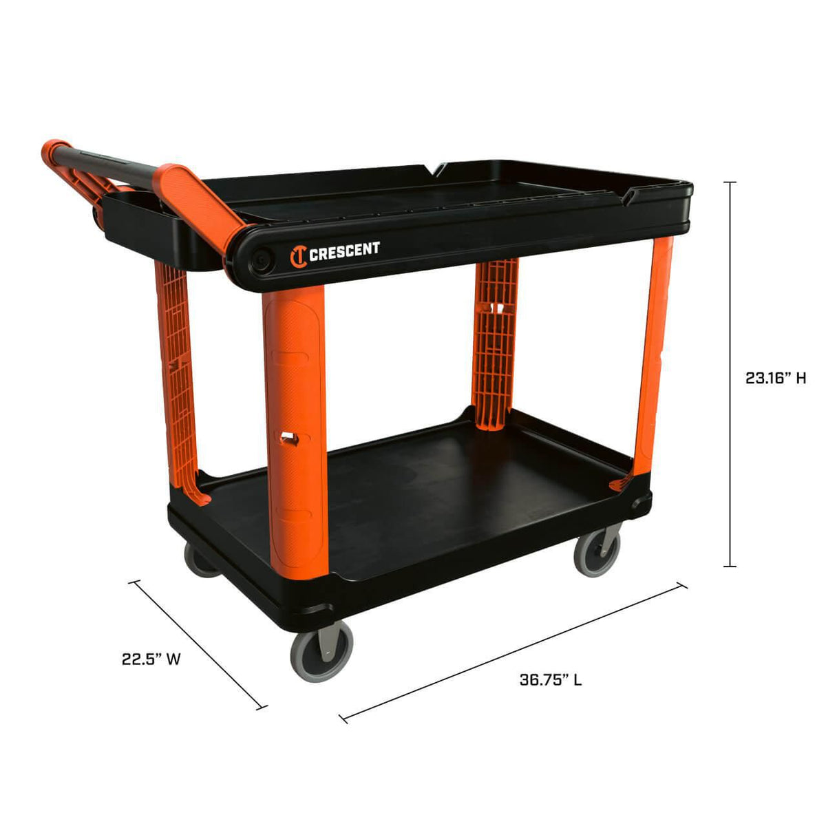 Crescent IUC2SCBM-2DLR RAILWORKS 2 Shelf Industrial Utility Cart with 5" Hard Casters and Double Door Security Panel
