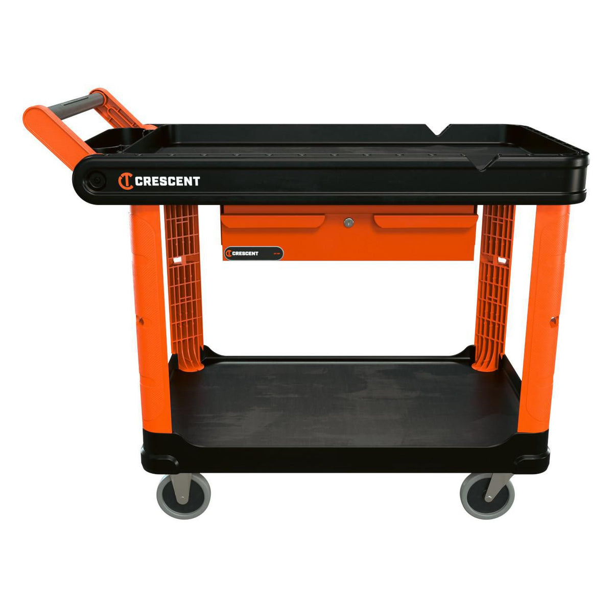 Crescent IUC2SCBM-STDR RAILWORKS 2 Shelf Industrial Utility Cart with 5" Hard Casters and Tool Drawer