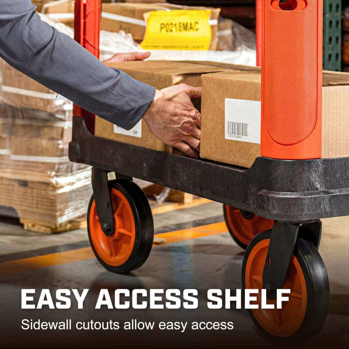 Crescent IUC2SCBM-1DLR RAILWORKS 2 Shelf Industrial Utility Cart with 5" Hard Casters and Single Door Security Panel