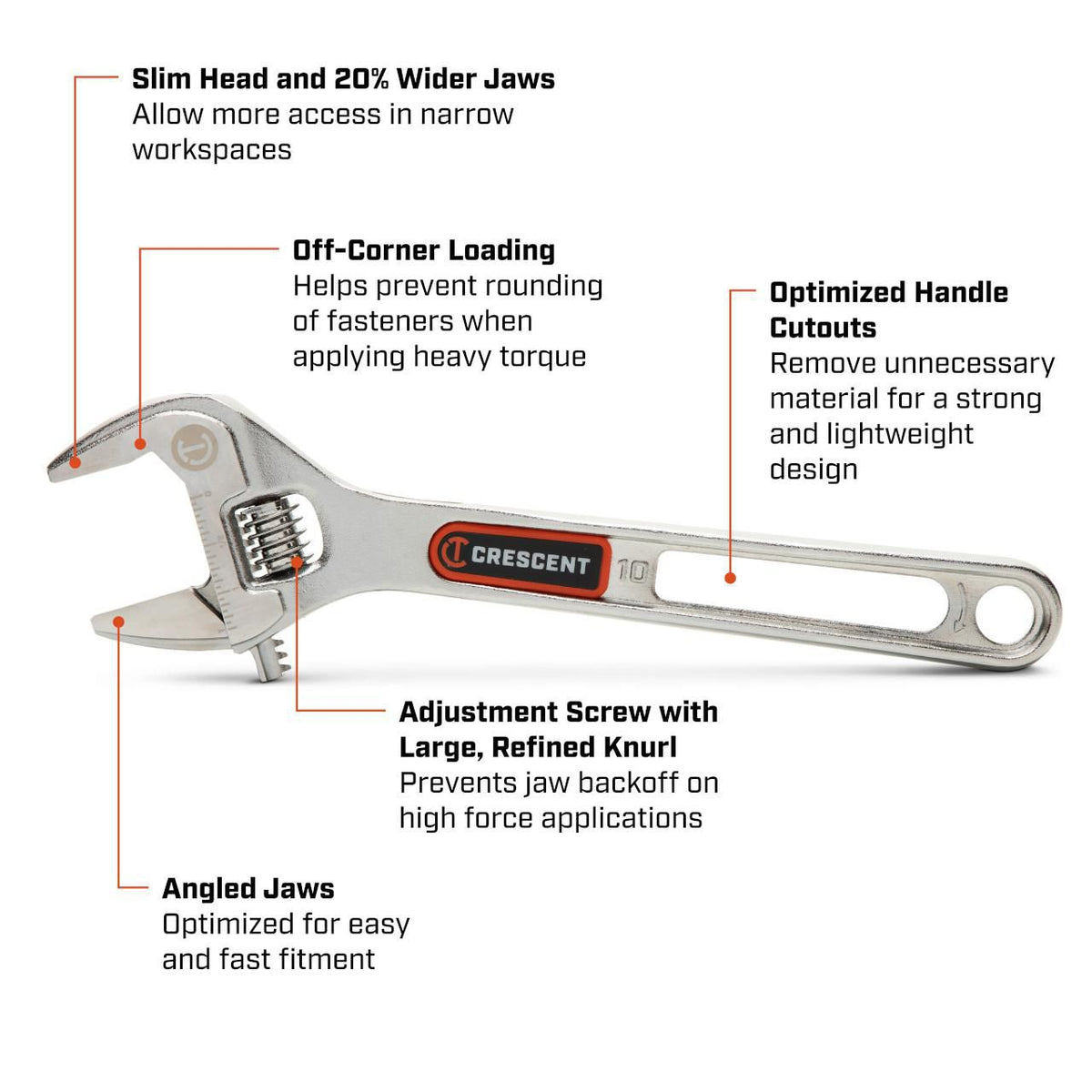 Crescent AC3610VS 2 Piece 6" & 10" Chrome Quick-Fit-Jaw Adjustable Wrench Set