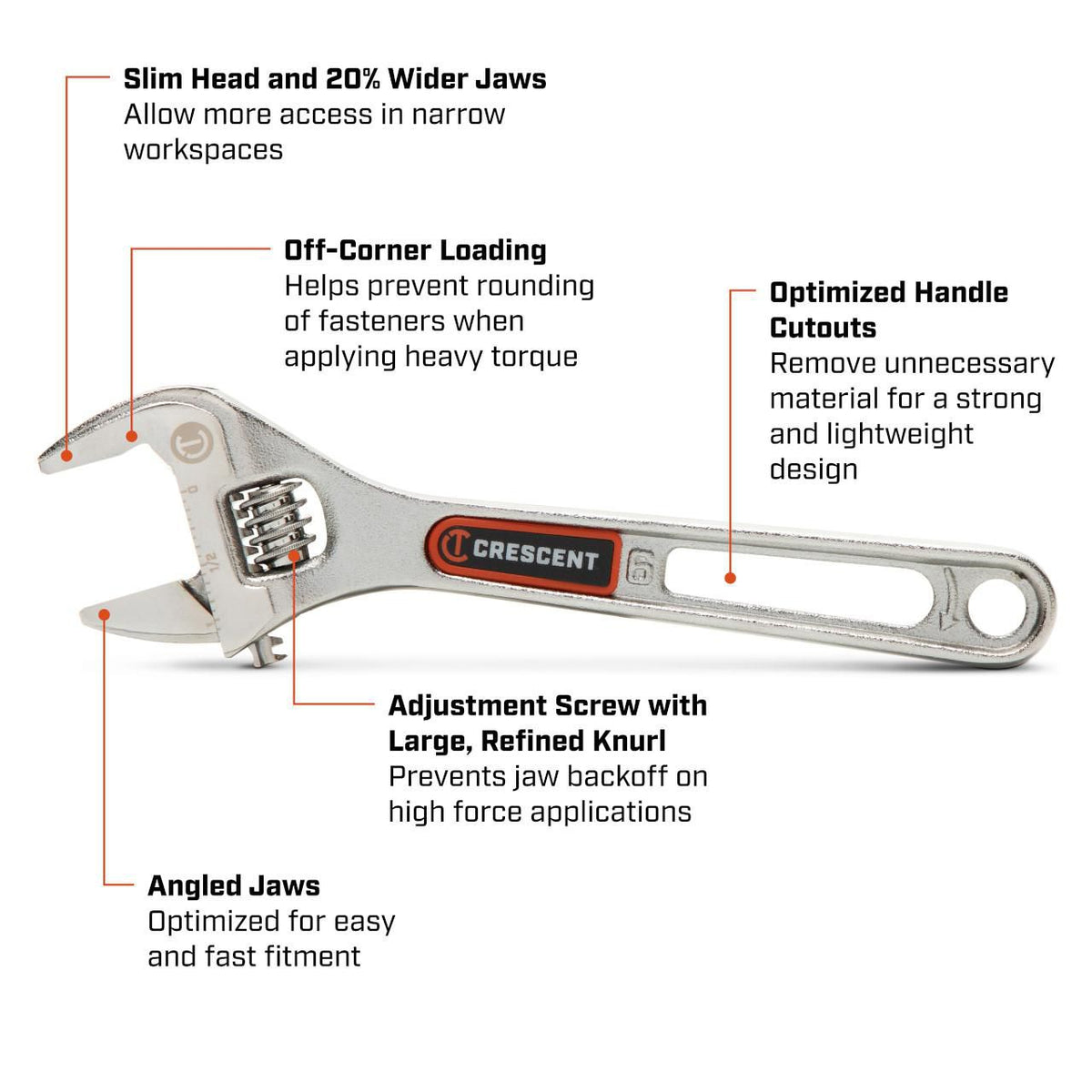 Crescent AC36VS 6" Chrome Adjustable Wrench with Quick-Fit-Jaw