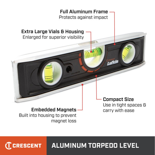 Lufkin LTLA1100-02 9” Aluminum Torpedo Level