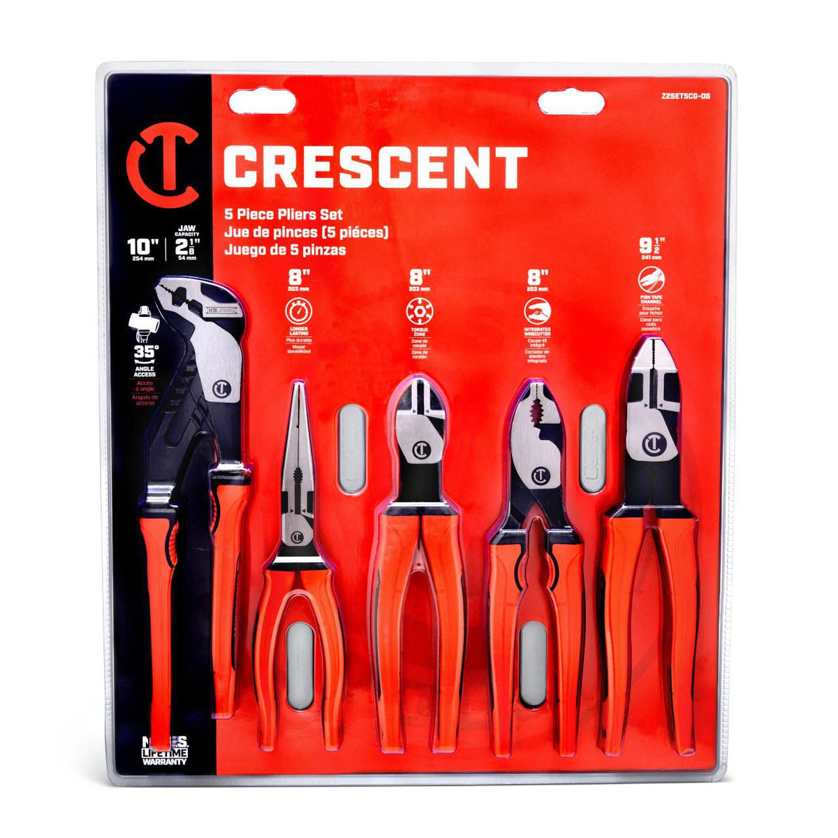 Crescent Z2SET5CG-06 5 Piece Z2™ Mixed Dual Material Plier Set