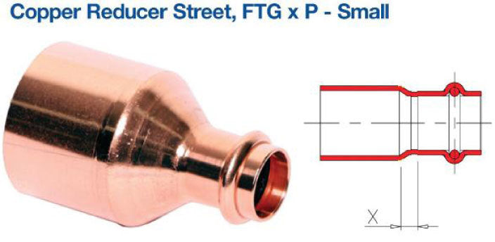 Everflow FPRC3412 3/4 x 1/2 Copper Reducer, FTG x P, 3/4'' x 1/2''