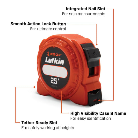 Lufkin L610-02 1/2" x 10' L600 Series Power Tape Measure