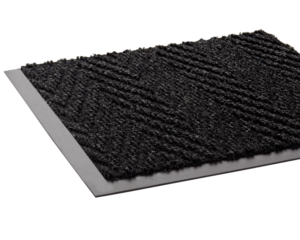 Crown Matting CN 0034CH Chevron 3'x4' Charcoal Indoor Entrance Mat