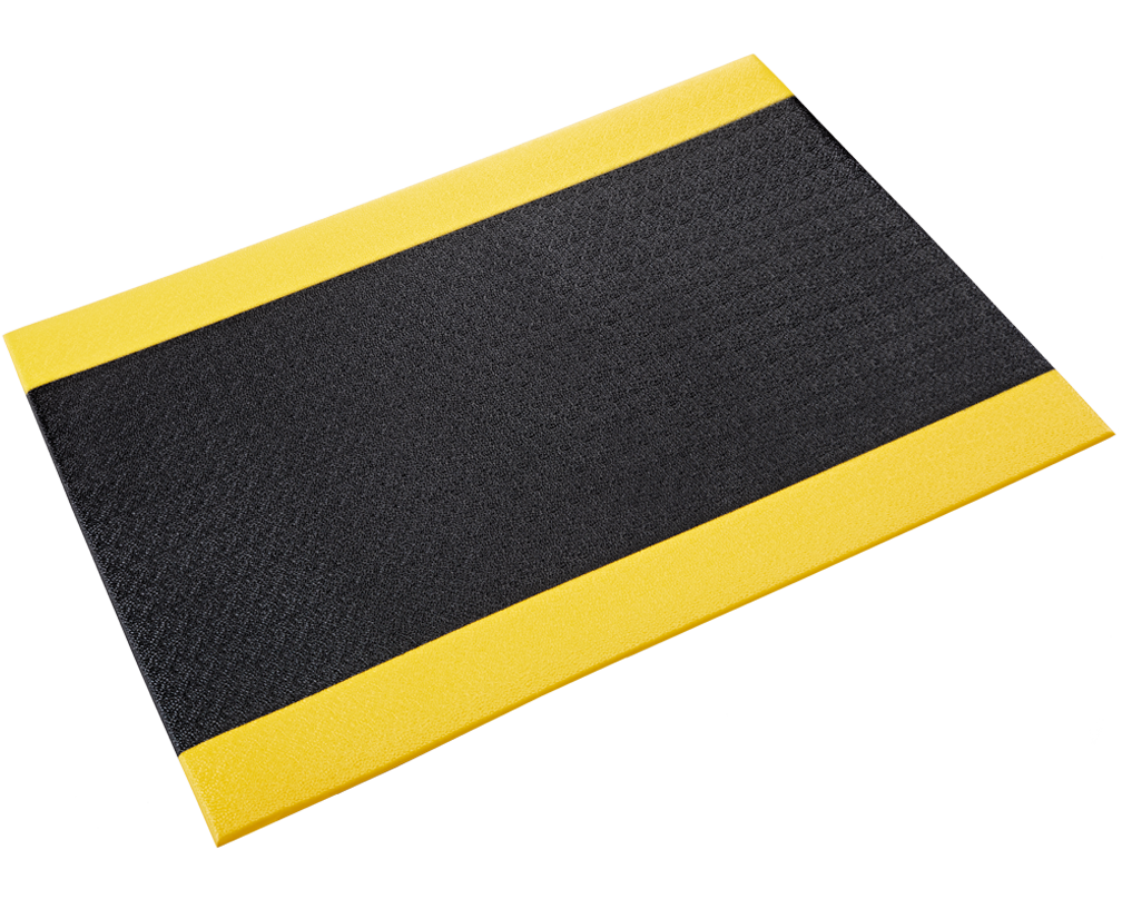 Crown Matting K4 0023YB Comfort-King 1/2 2'x3' Black w/Yellow Anti-Fatigue Dry Area Mat