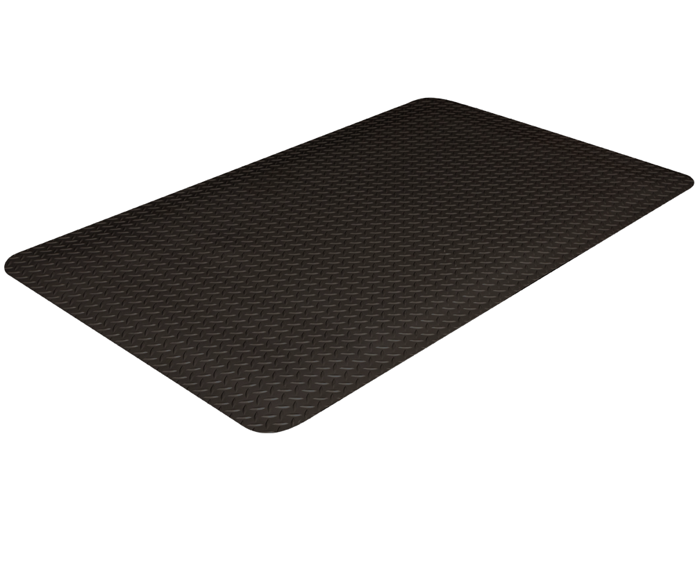 Crown Matting CD 0023DB Industrial Deck Plate 2'x3' Black Anti-Fatigue Dry Area Mat