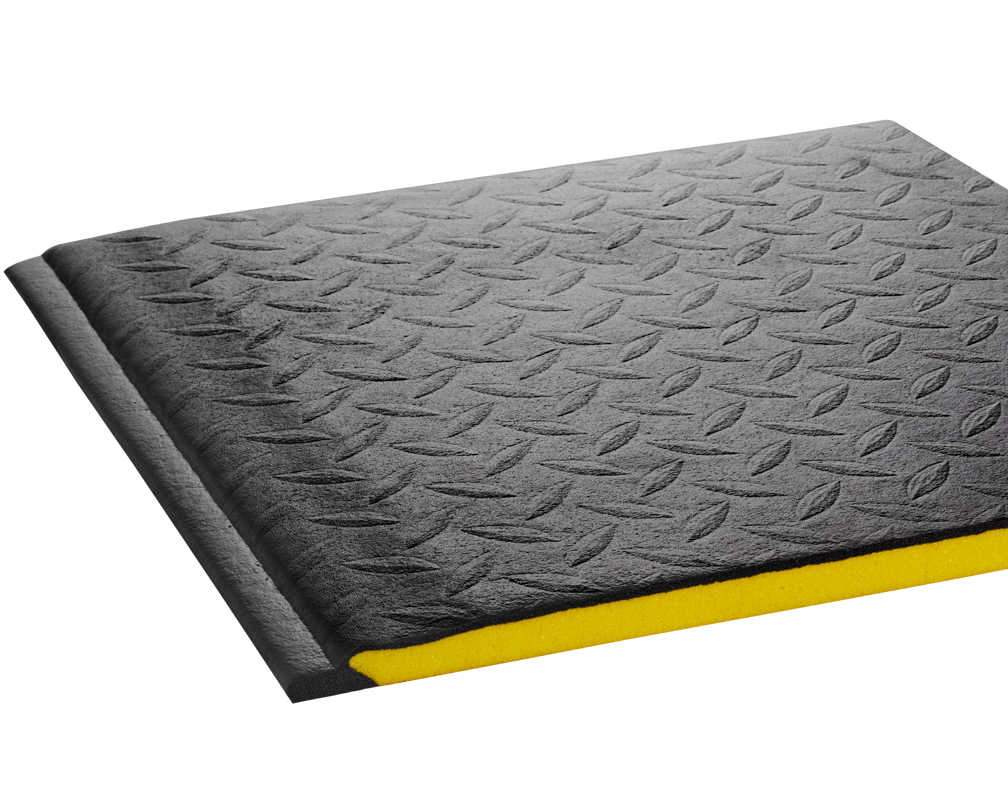 Crown Matting WBRZ036KD-75 Wear-Bond Comfort-King Diamond-Surface 3'x75' Black Anti-Fatigue Dry Area Mat