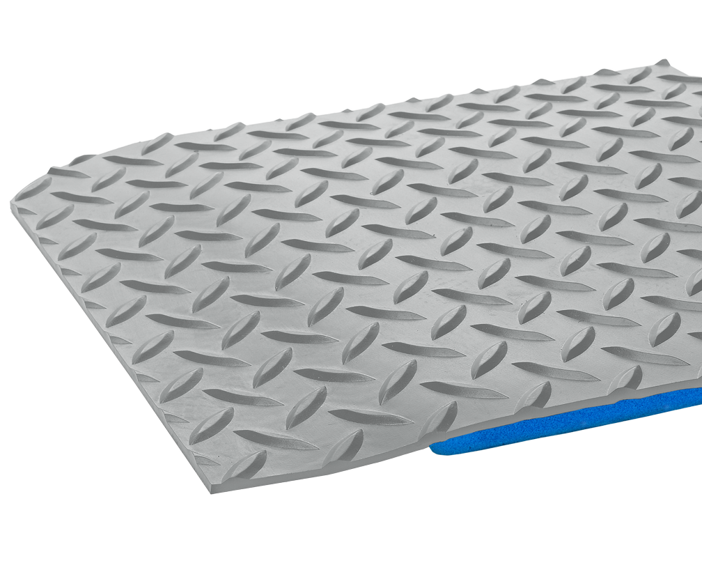 Crown Matting WD 1232GY Workers-Delight Deck Plate 3'x12' Gray Anti-Fatigue Dry Area Mat