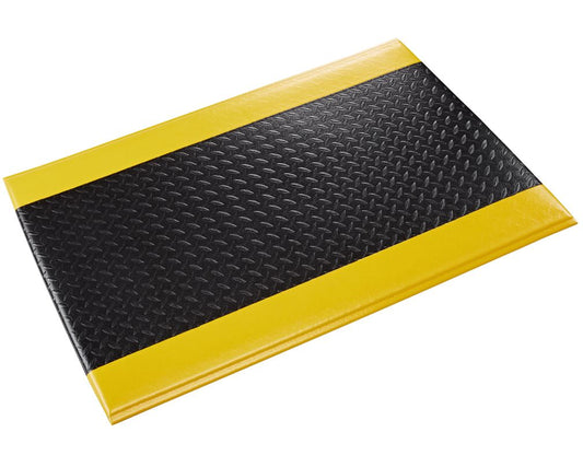 Crown Matting WB Z035YD Wear-Bond Comfort-King Diamond-Surface 3'x5' Black w/Yellow Anti-Fatigue Dry Area Mat