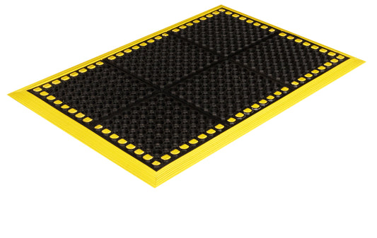 Crown Matting WS 4E26YE Safewalk with Colored Borders 4-Sides 28"x40" Black w/Yellow Anti-Fatigue Wet/Oily Area Mat