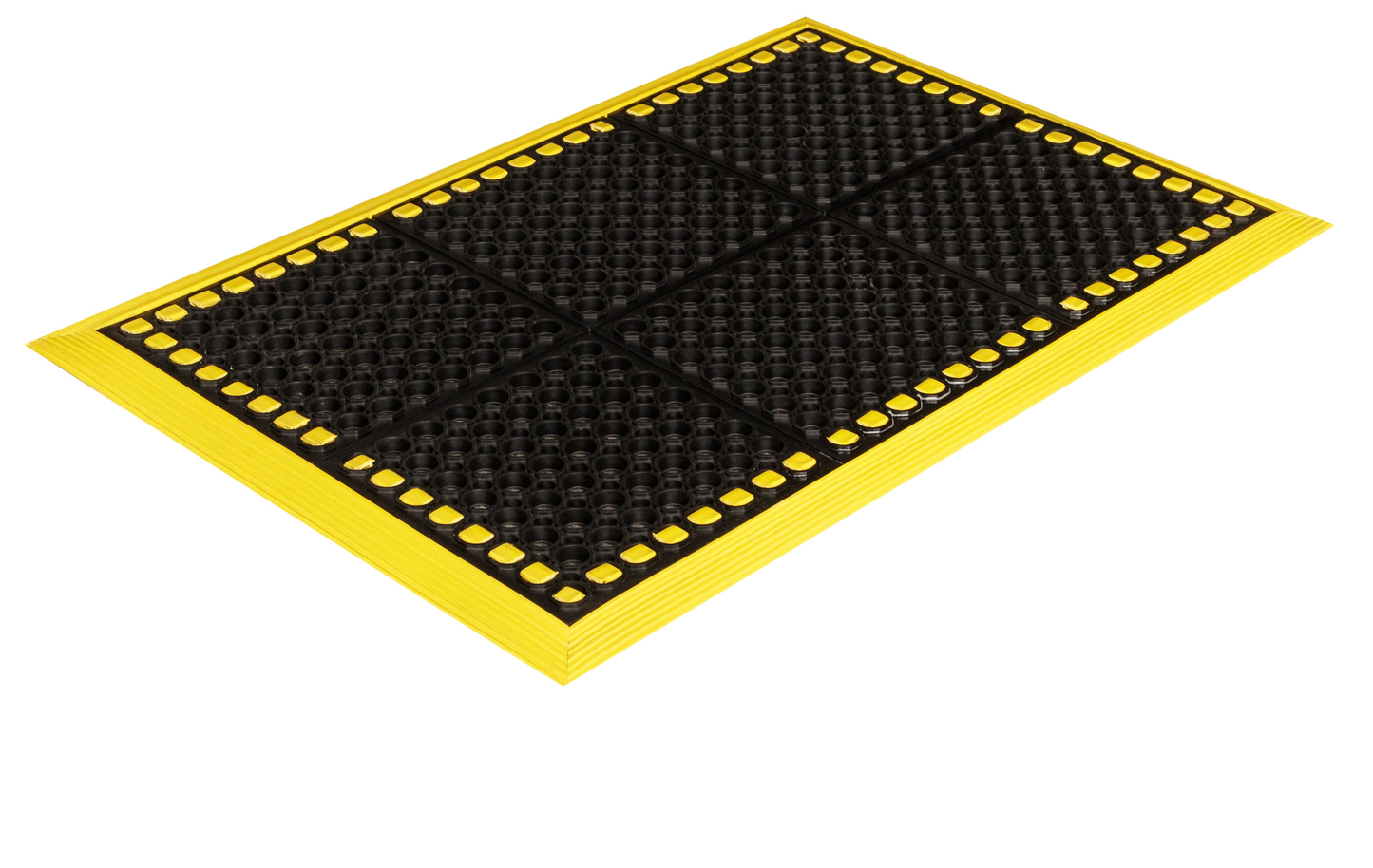 Crown Matting WS 3E40YE Safewalk with Colored Borders 3-Sides 38"x40" Black w/Yellow Anti-Fatigue Wet/Oily Area Mat