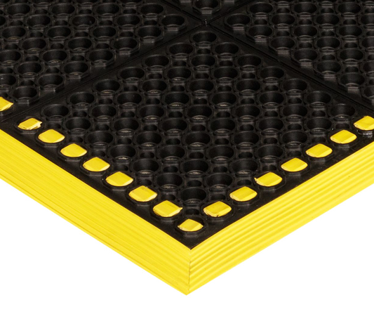 Crown Matting WS 3E26YE Safewalk with Colored Borders 3-Sides 26"x40" Black w/Yellow Anti-Fatigue Wet/Oily Area Mat