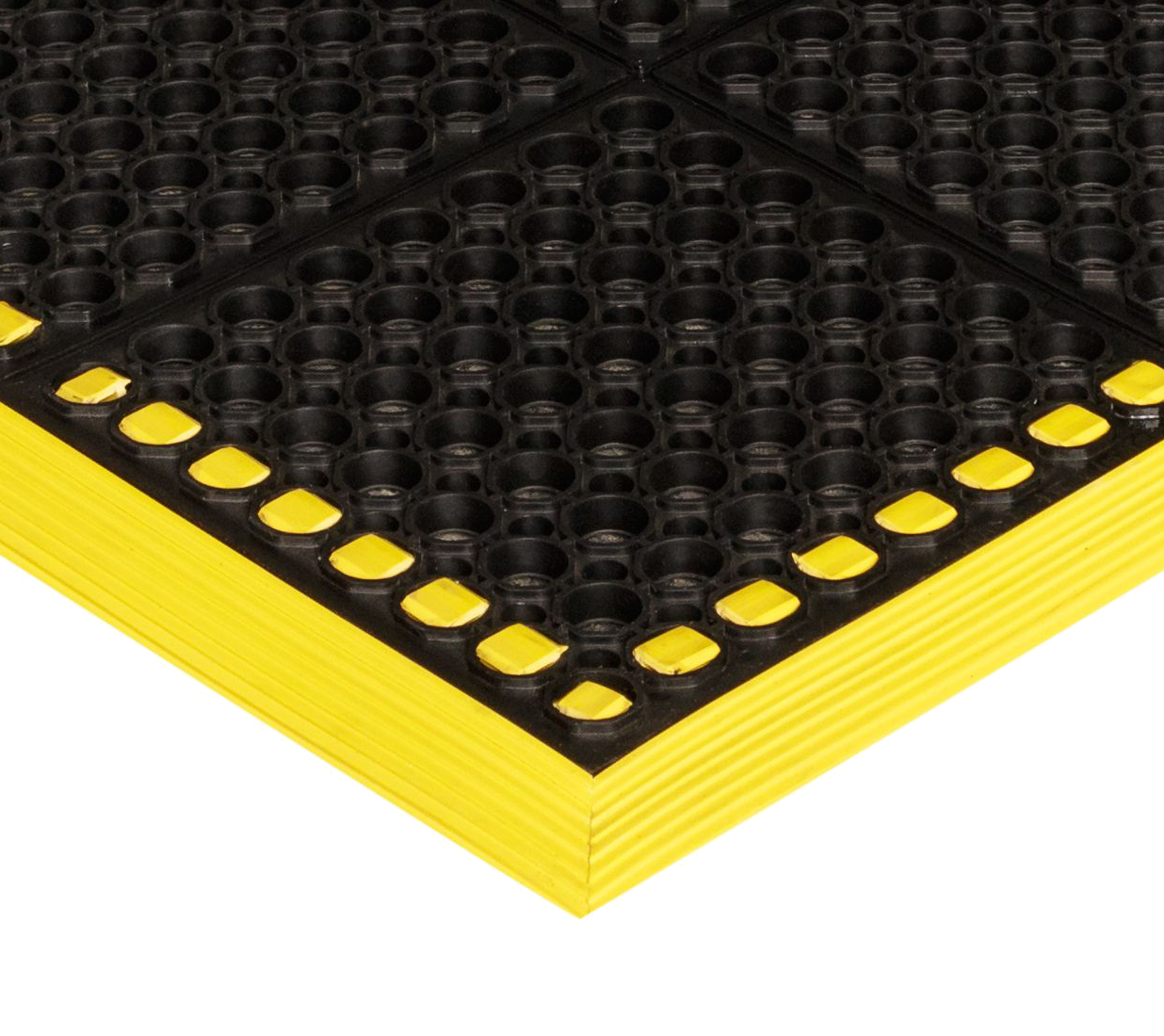 Crown Matting WS 3E40YE Safewalk with Colored Borders 3-Sides 38"x40" Black w/Yellow Anti-Fatigue Wet/Oily Area Mat