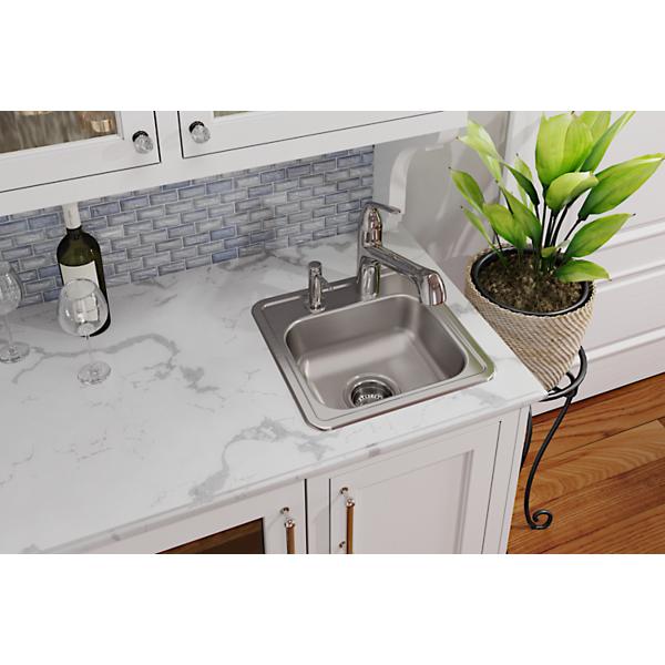 Elkay D11516 Dayton® Stainless Steel 15" x 15" x 5-3/16" Single Bowl Drop-in Bar Sink with 3-1/2" Drain Opening