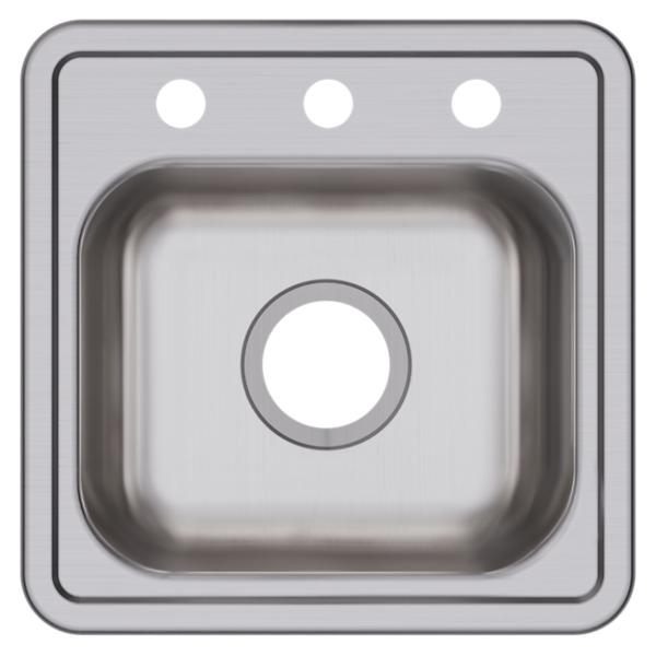 Elkay D11516 Dayton® Stainless Steel 15" x 15" x 5-3/16" Single Bowl Drop-in Bar Sink with 3-1/2" Drain Opening