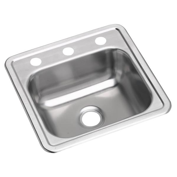 Elkay D11516 Dayton® Stainless Steel 15" x 15" x 5-3/16" Single Bowl Drop-in Bar Sink with 3-1/2" Drain Opening