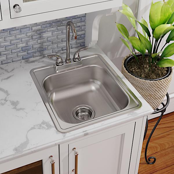 Elkay D11719 Dayton® Stainless Steel 17" x 19" x 6-1/8" Single Bowl Drop-in Bar Sink