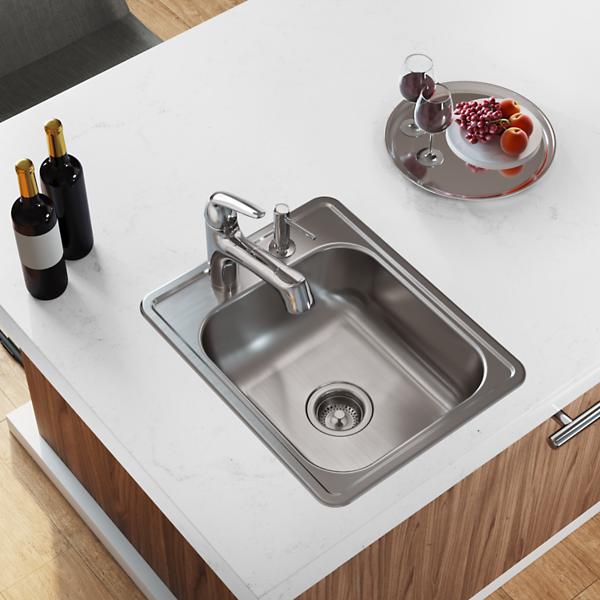 Elkay D11721 Dayton® Stainless Steel 17" x 21-1/4" x 6-1/2" Single Bowl Drop-in Bar Sink