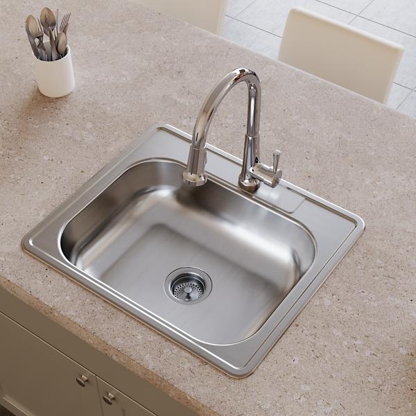 Elkay D12521 Dayton® Stainless Steel 25" x 21-1/4" x 6-9/16" Single Bowl Drop-in Sink