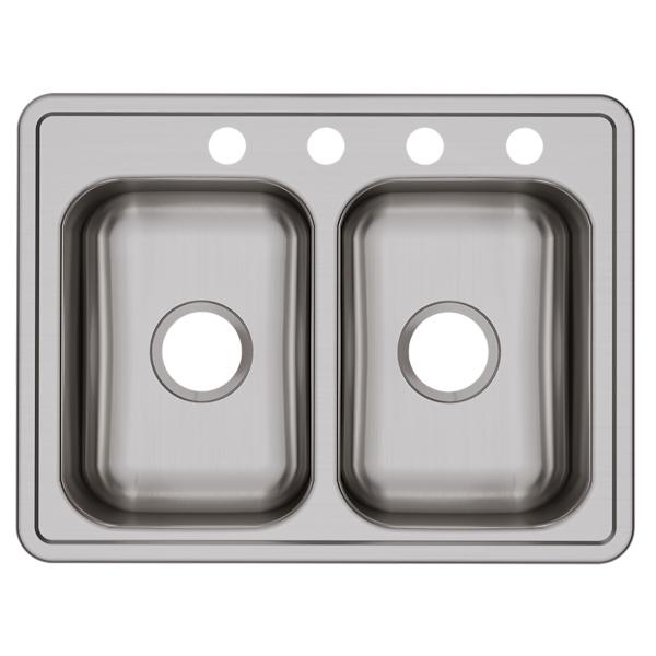 Elkay D22519 Dayton® Stainless Steel 25" x 19" x 6-5/16" Equal Double Bowl Drop-in Sink